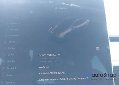 2024 Tesla Model Y Long Range Dual Motor All-Wheel Drive из США, поврежденный, VIN 7SAYGDEE2RF005762